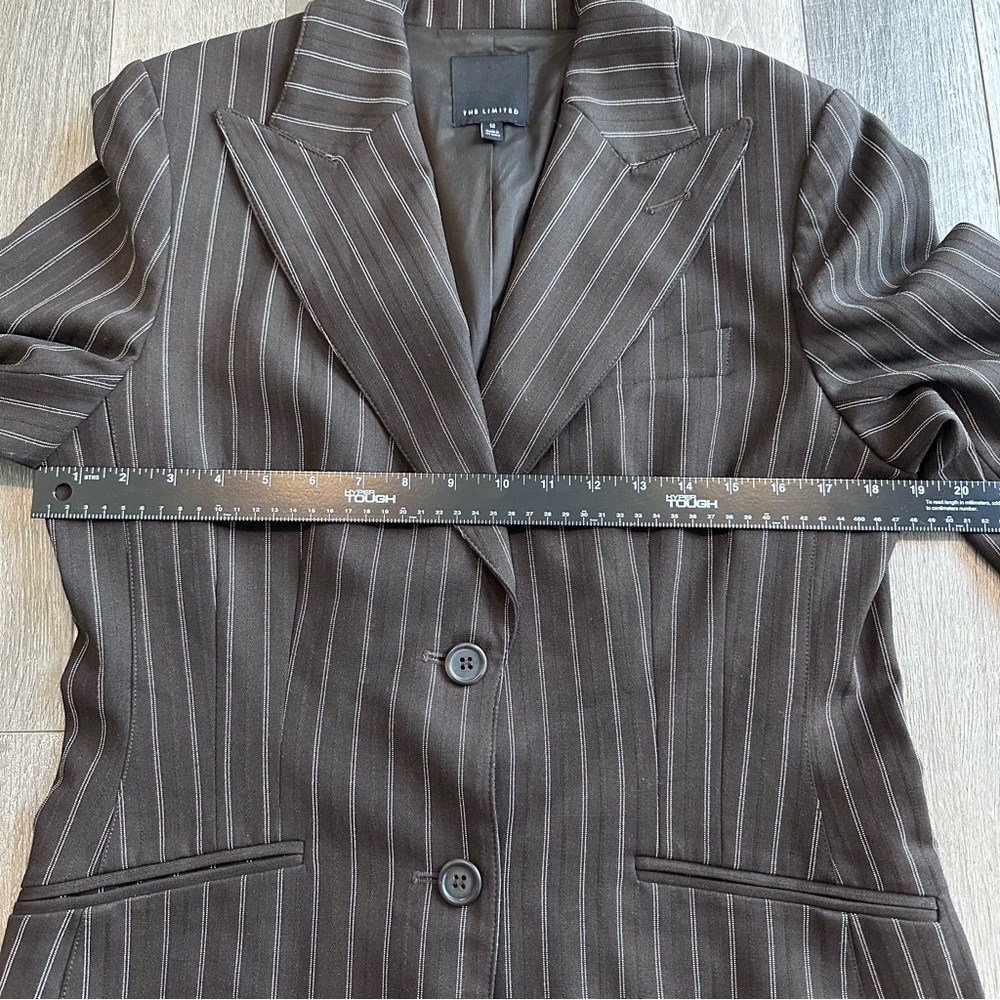 The Limited Pinstripe Brown/Cream Blazer Two Button Suit Jacket Office Business - Picture 8 of 14